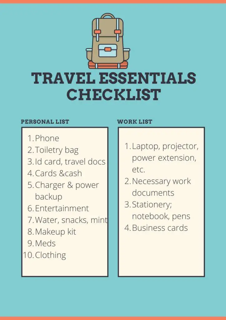 Personal Packing Essentials List for Work Travel