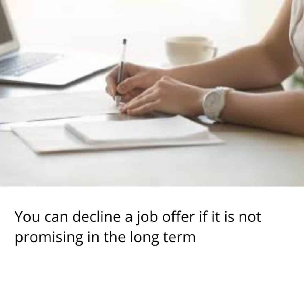 Reasons  for Turning Down or Decline a Job Offer/ Interview